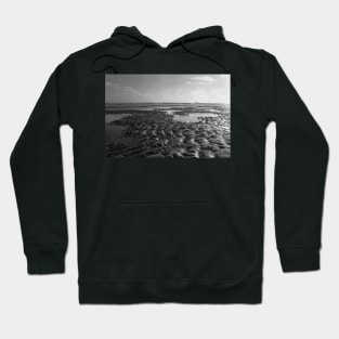 beach in black and white Hoodie